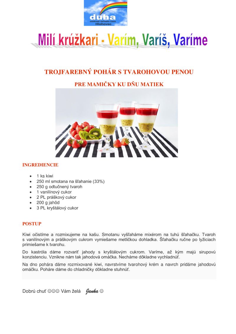 Trojfarebný pohár s tvarohovou penou