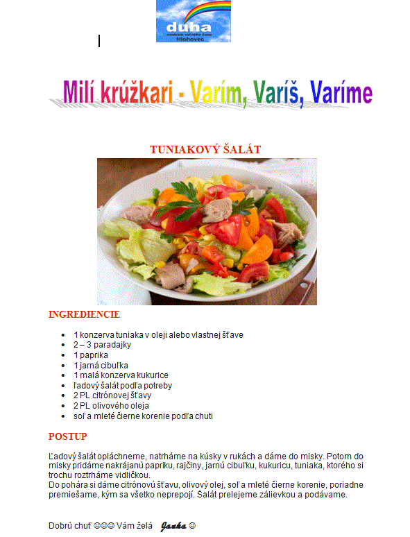 tuniakový šalát