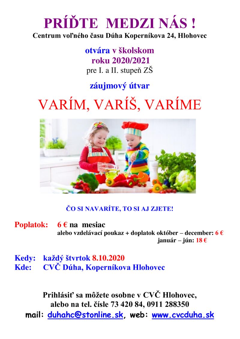 VARÍM, VARÍŠ, VARÍME pre I. a II. stupeň ZŠ